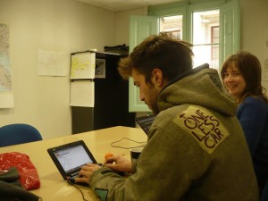 Alice and João working on the office